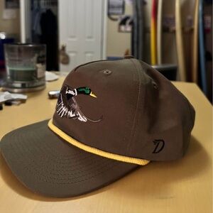 Olive green Cap with Duck Embroidery and Yellow Trim